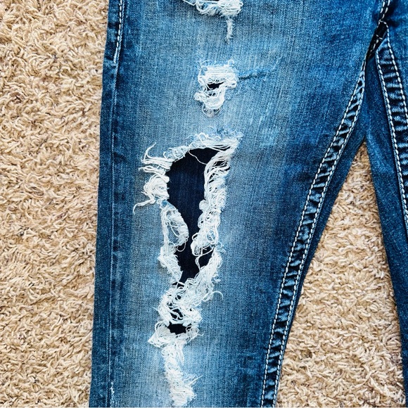 Silver Jeans Stylish Blue Denim Skinny Jeans Distressed 31 X 33 Women’s - Picture 4 of 12